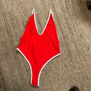 COPY - Bay watch cheeky bathing suit, 1-piece, red, L